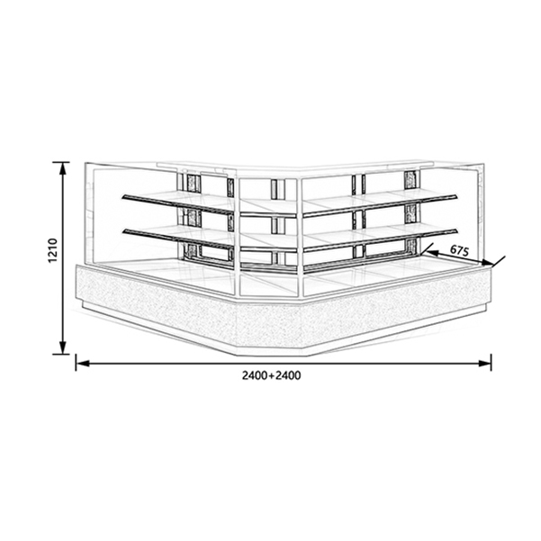 triangular corner refrigerated cabinet